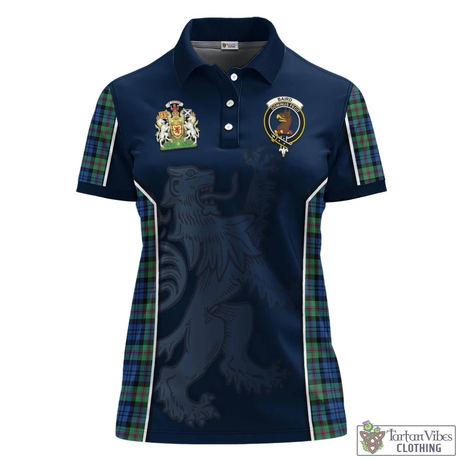 Baird Ancient Tartan Women's Polo Shirt with Family Crest and Lion Rampant Vibes Sport Style