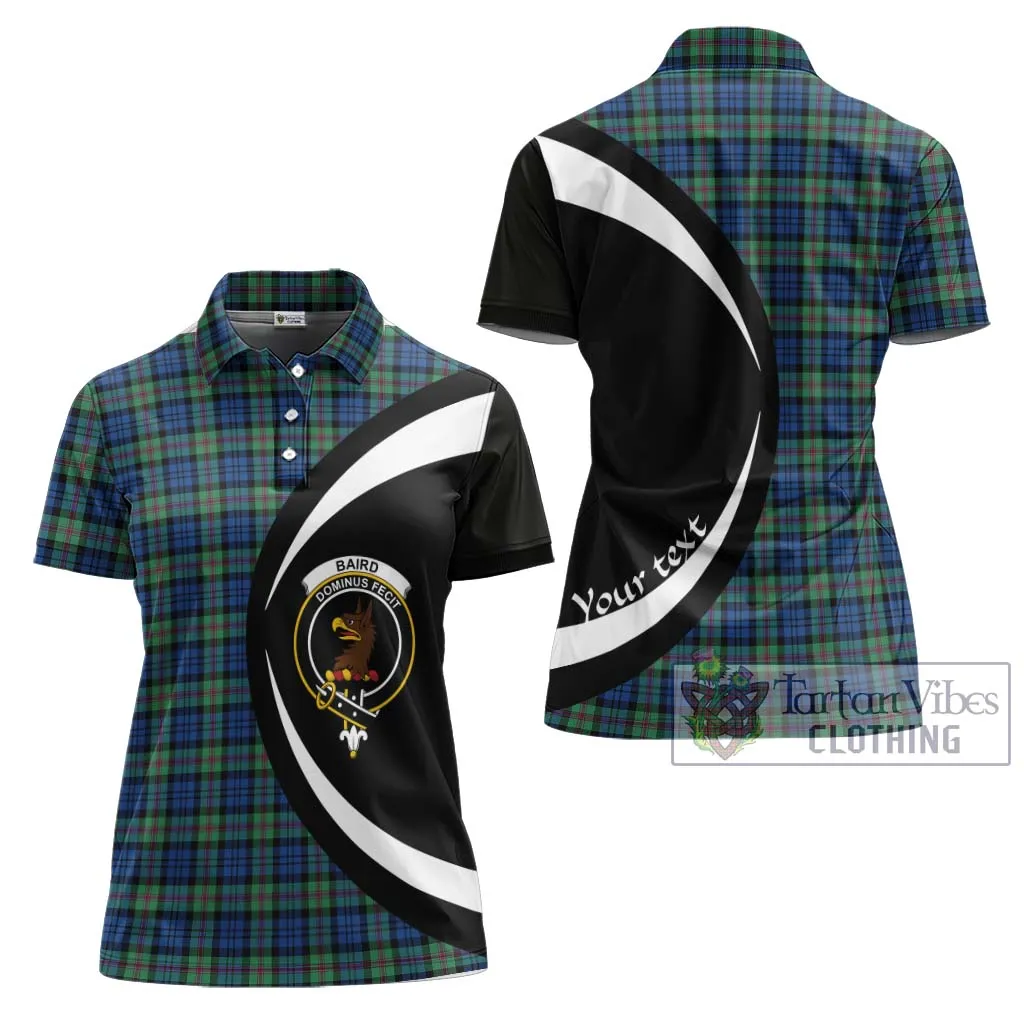 Baird Ancient Tartan Women's Polo Shirt with Family Crest Circle Style