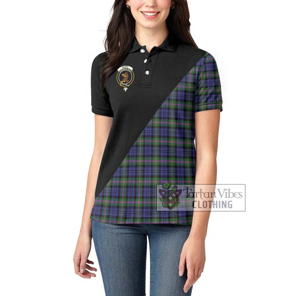 Baird Modern Tartan Women's Polo Shirt with Family Crest and Military Logo Style