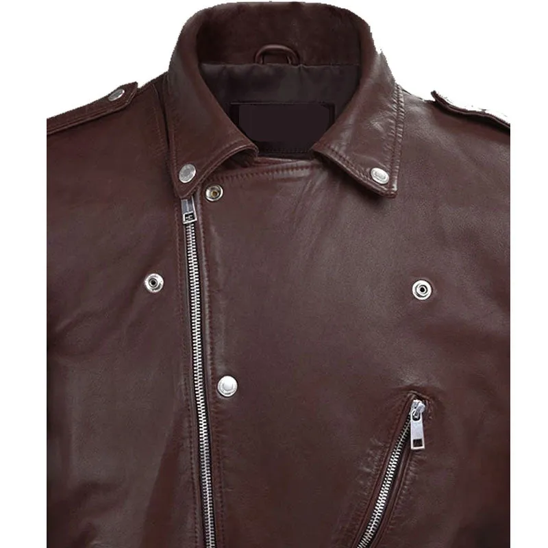 Beast Fashion Motorcycle Burgundy Biker Leather Jacket