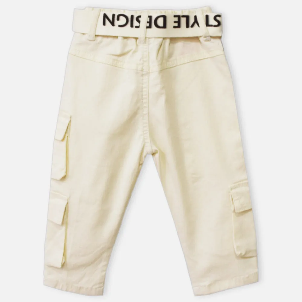 Beige Cargo Pant With Belt