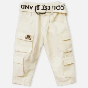 Beige Cargo Pant With Belt