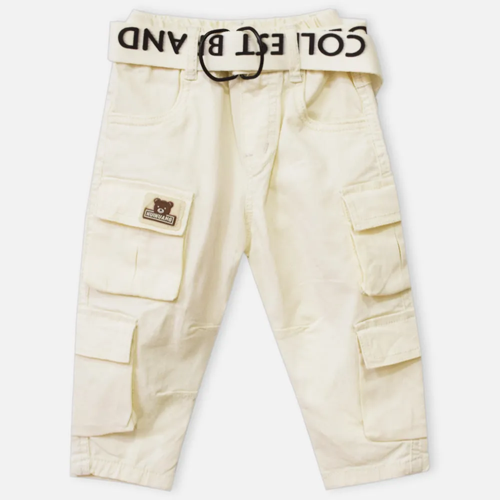 Beige Cargo Pant With Belt