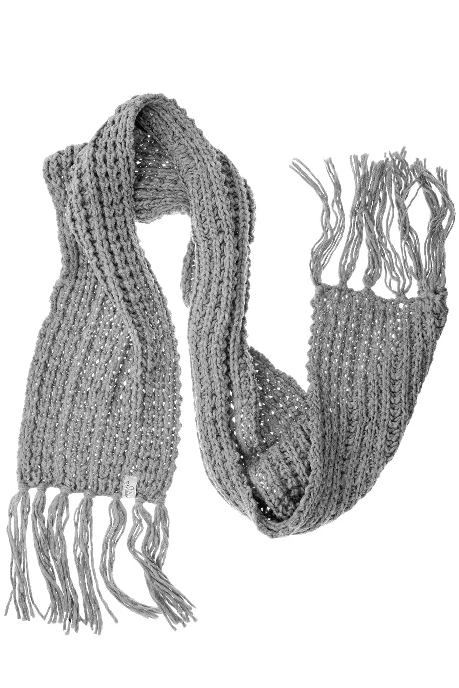 BERN Grey Wool Fringed Woman Scarf