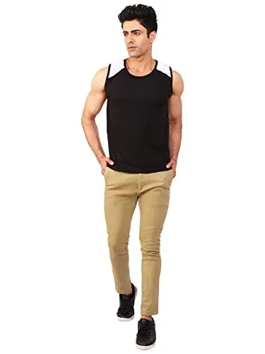 BKS COLLECTION Black Colour Vest Sleeveless Round Neck Solid for Men's Stylist Cotton T-Shirt