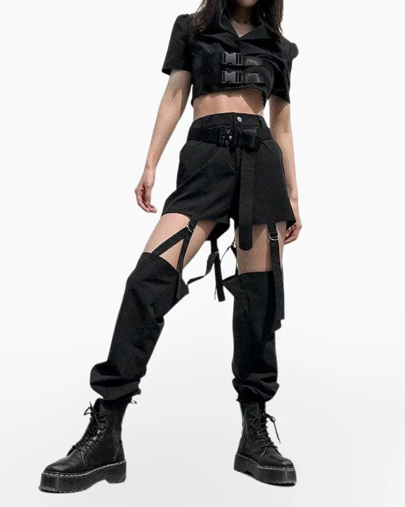 Black cargo pants women's high-waisted