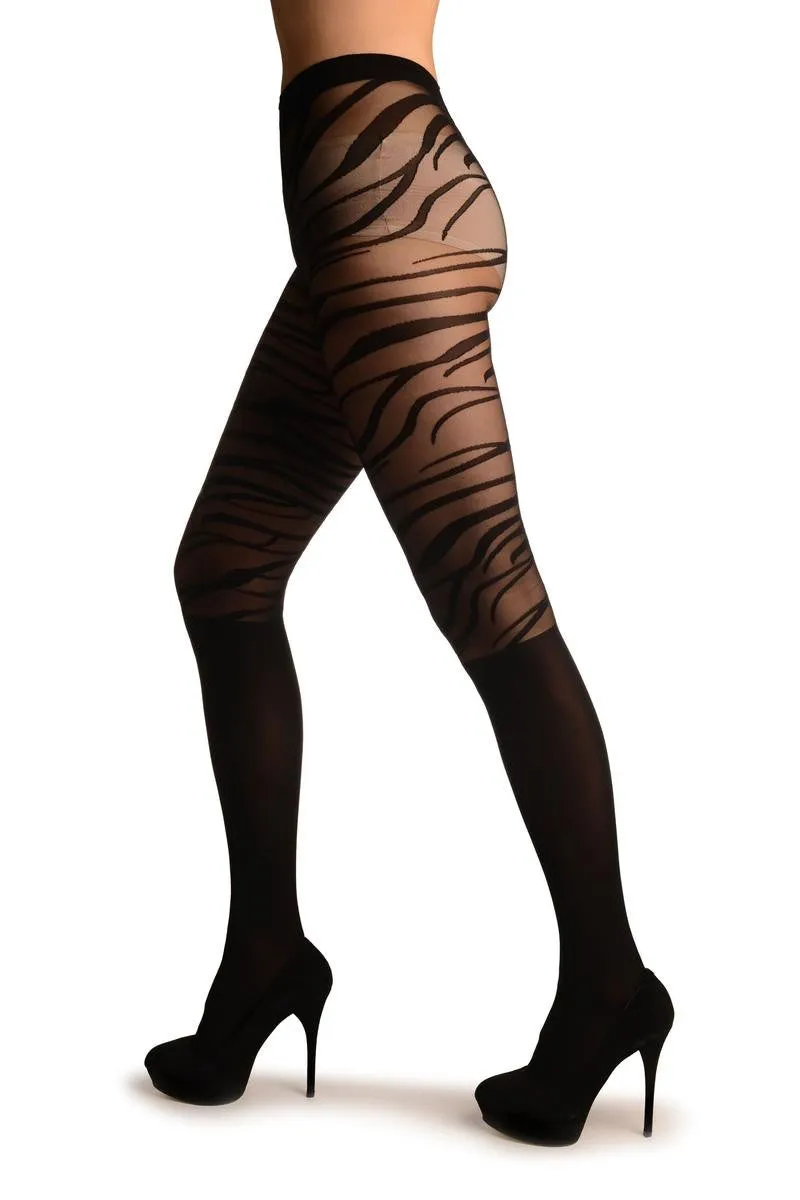 Black Opaque Socks With Tiger Top Tights