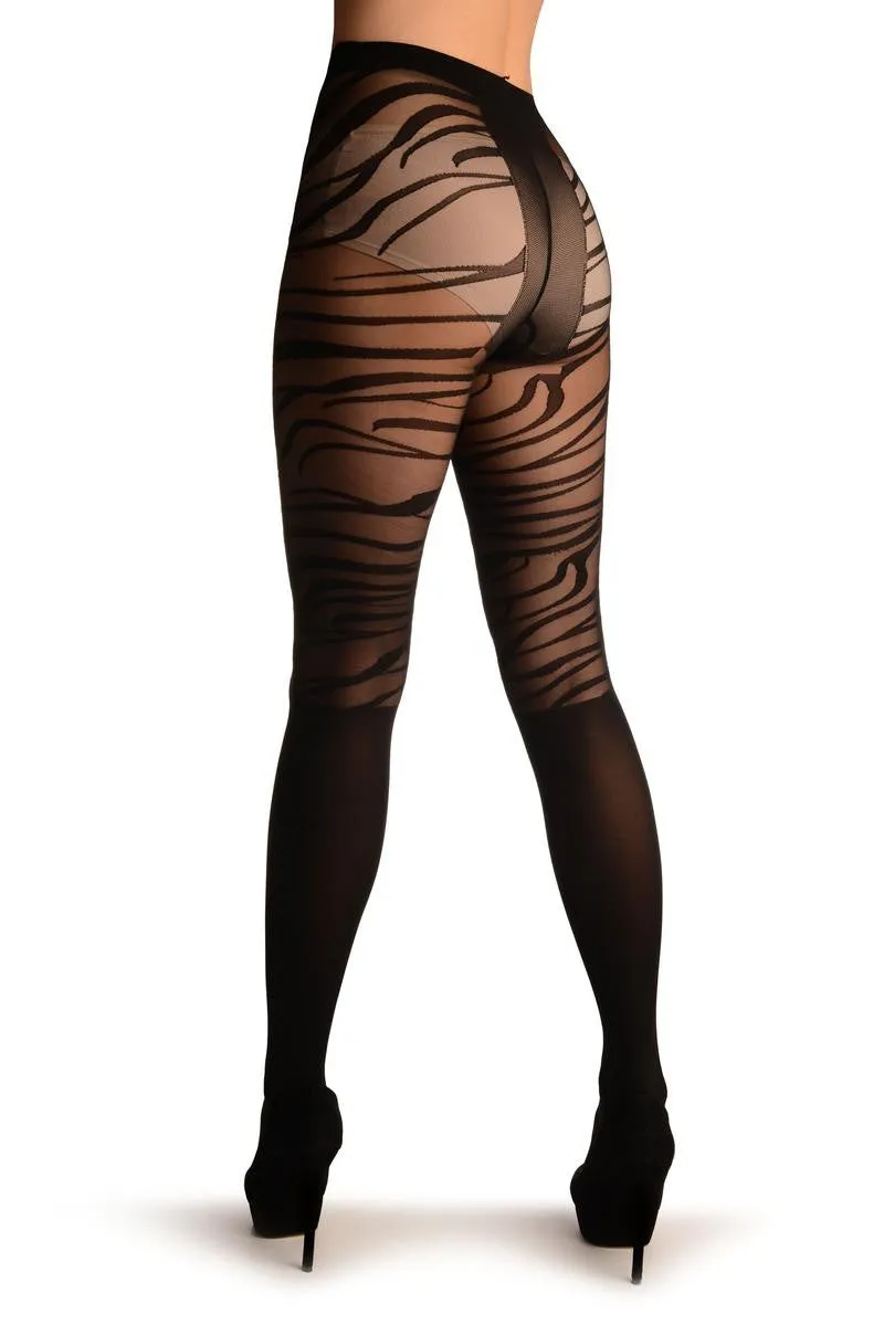 Black Opaque Socks With Tiger Top Tights