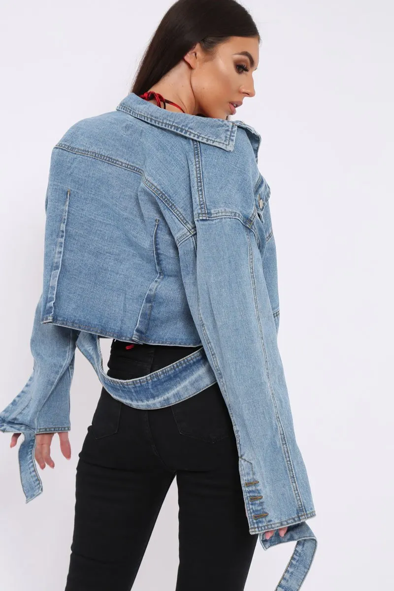 Blue Washed Cropped Denim Jacket - Fallon