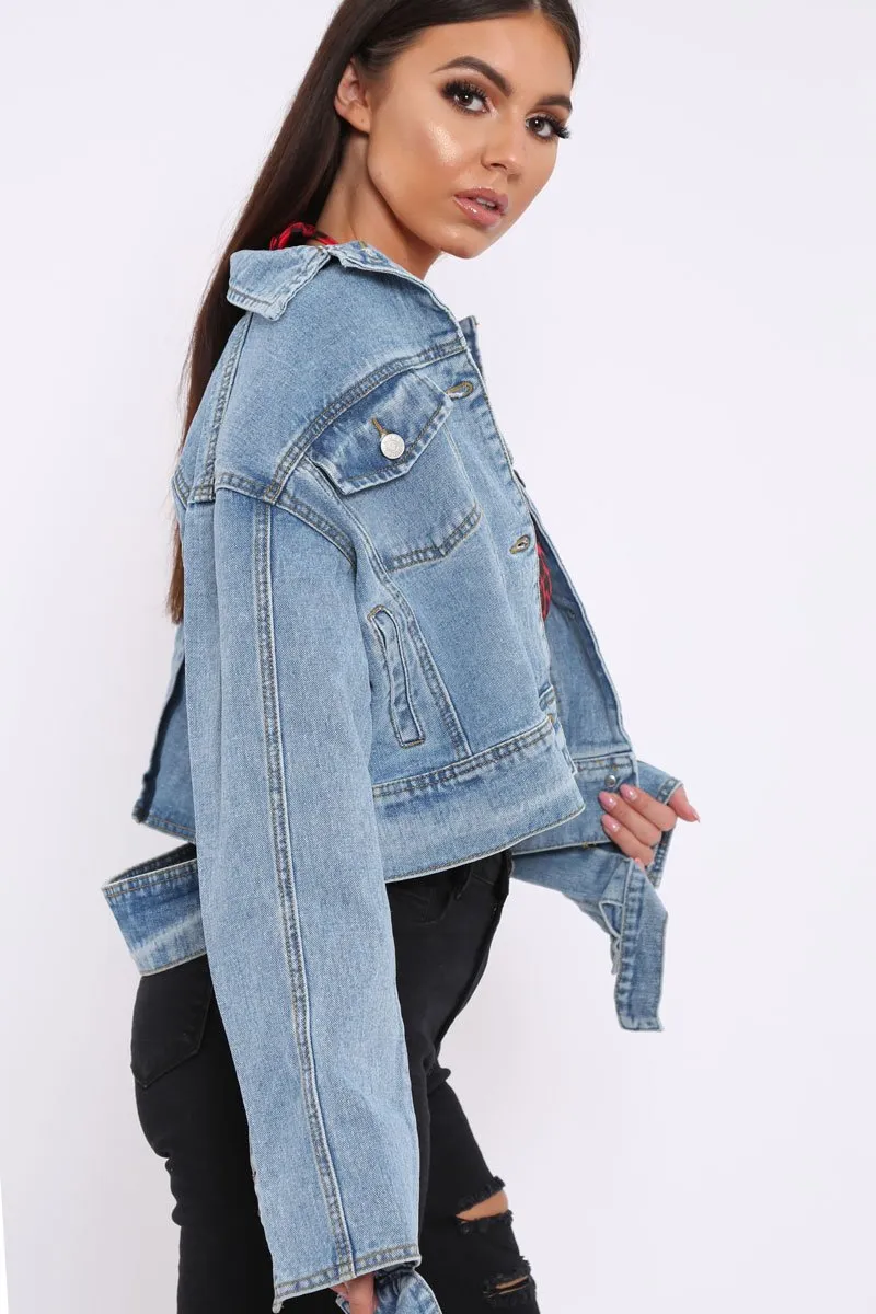 Blue Washed Cropped Denim Jacket - Fallon