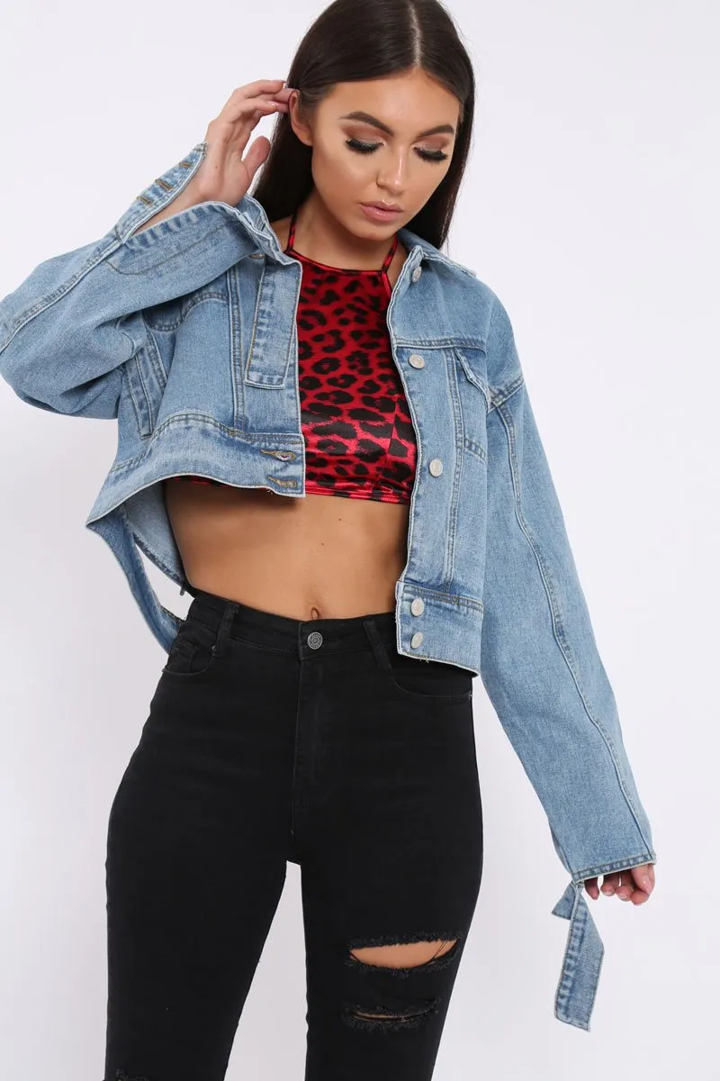 Blue Washed Cropped Denim Jacket - Fallon