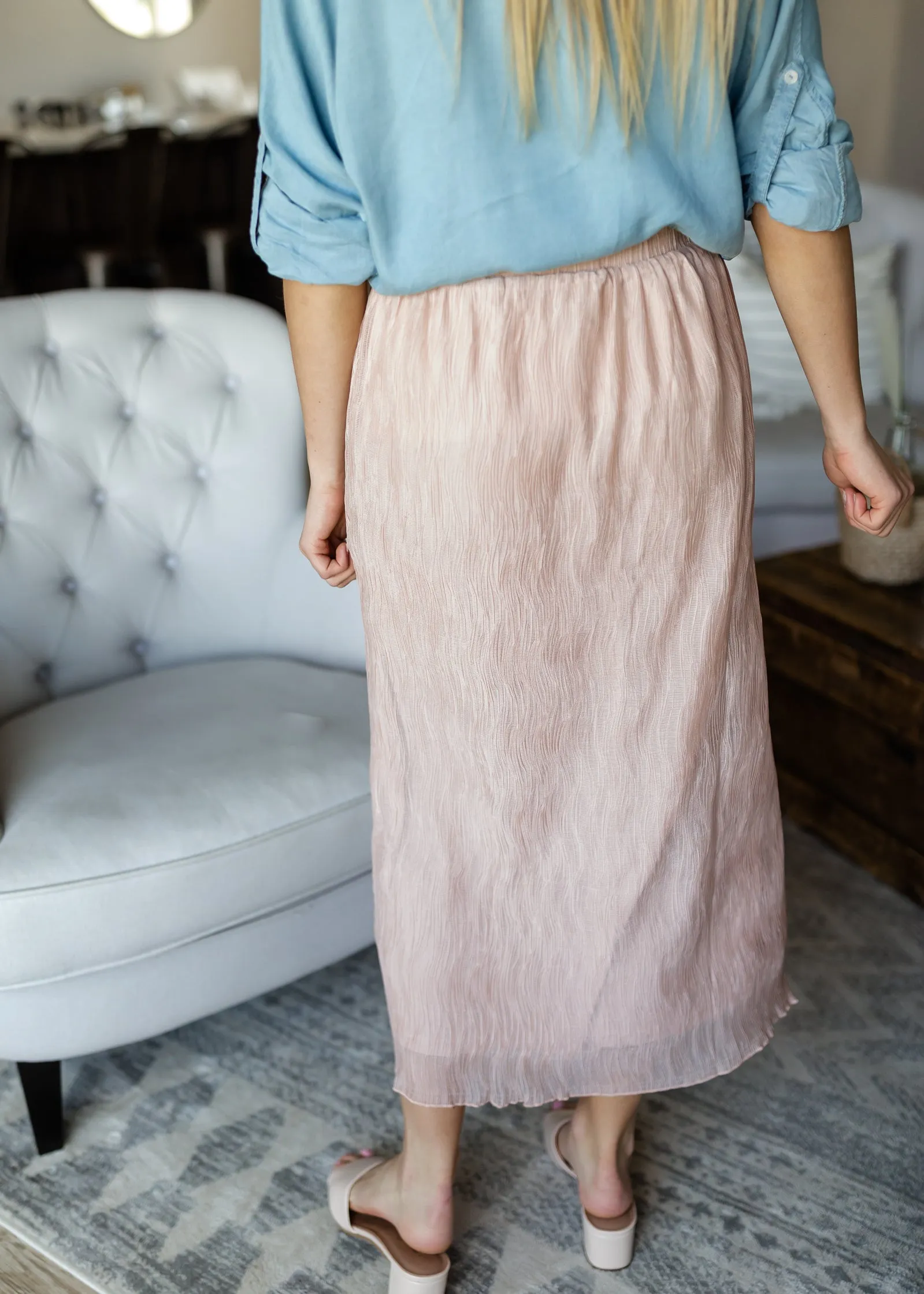 Blush Crinkled Chiffon Maxi Skirt - FINAL SALE