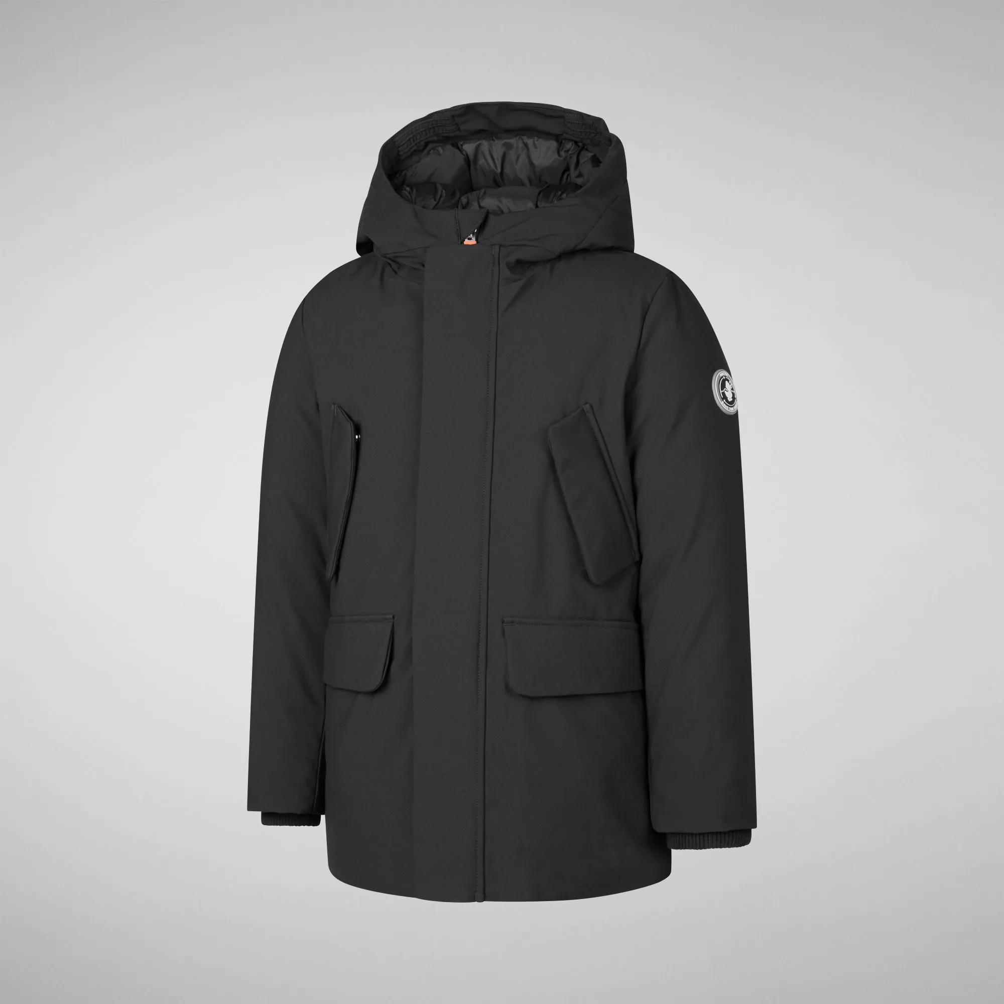 Boys' hooded parka Theo in black