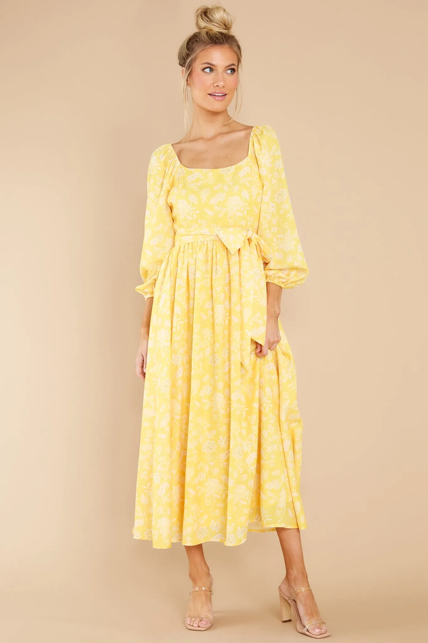 Bright Smiles Yellow Floral Print Maxi Dress