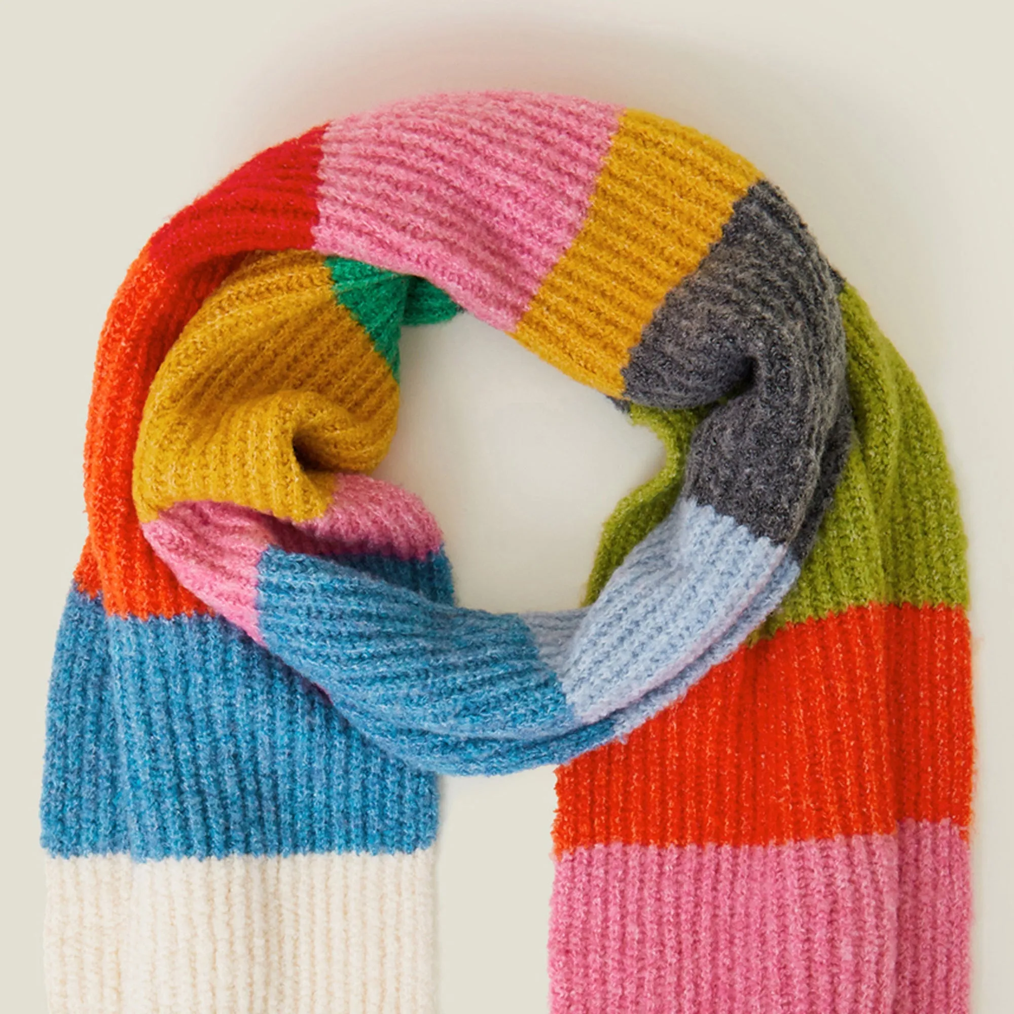 Bright Stripe Knit Scarf