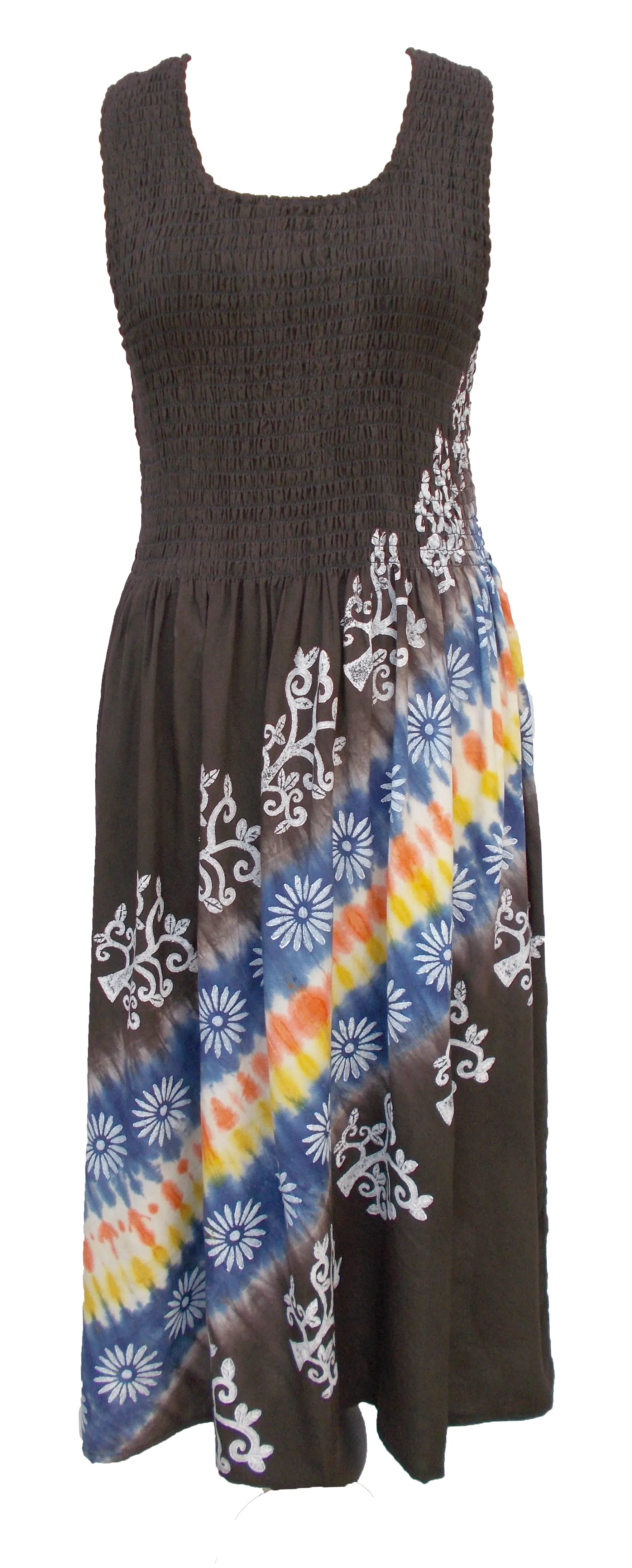 Brown Viscose Tie Dye Maxi Dress UK  One Size 14-24 EA5