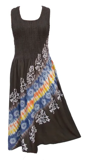 Brown Viscose Tie Dye Maxi Dress UK  One Size 14-24 EA5