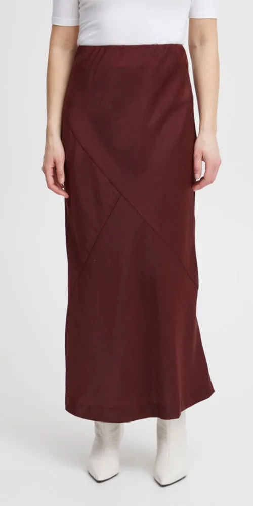 B.Young Satin Maxi Skirt, bordeaux