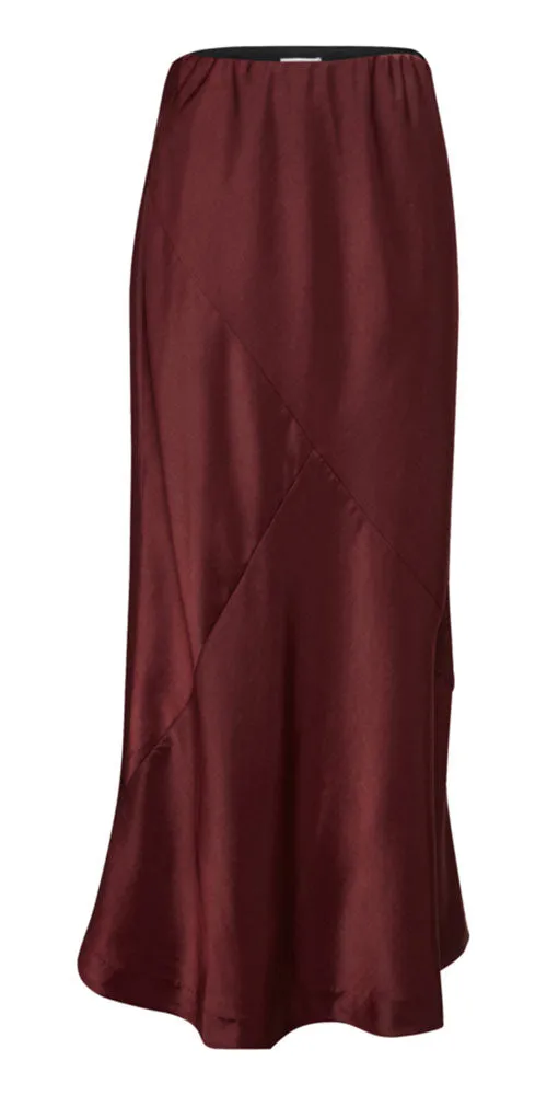 B.Young Satin Maxi Skirt, bordeaux