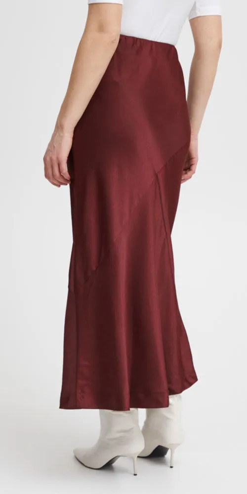 B.Young Satin Maxi Skirt, bordeaux