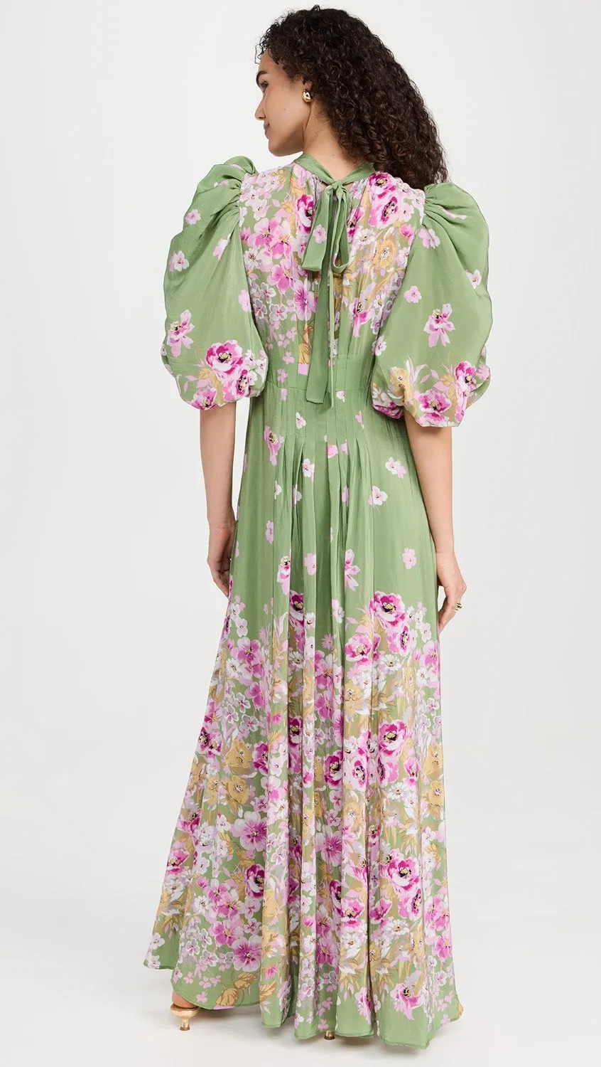 Bytimo Crepe tieback gown in Green Fields