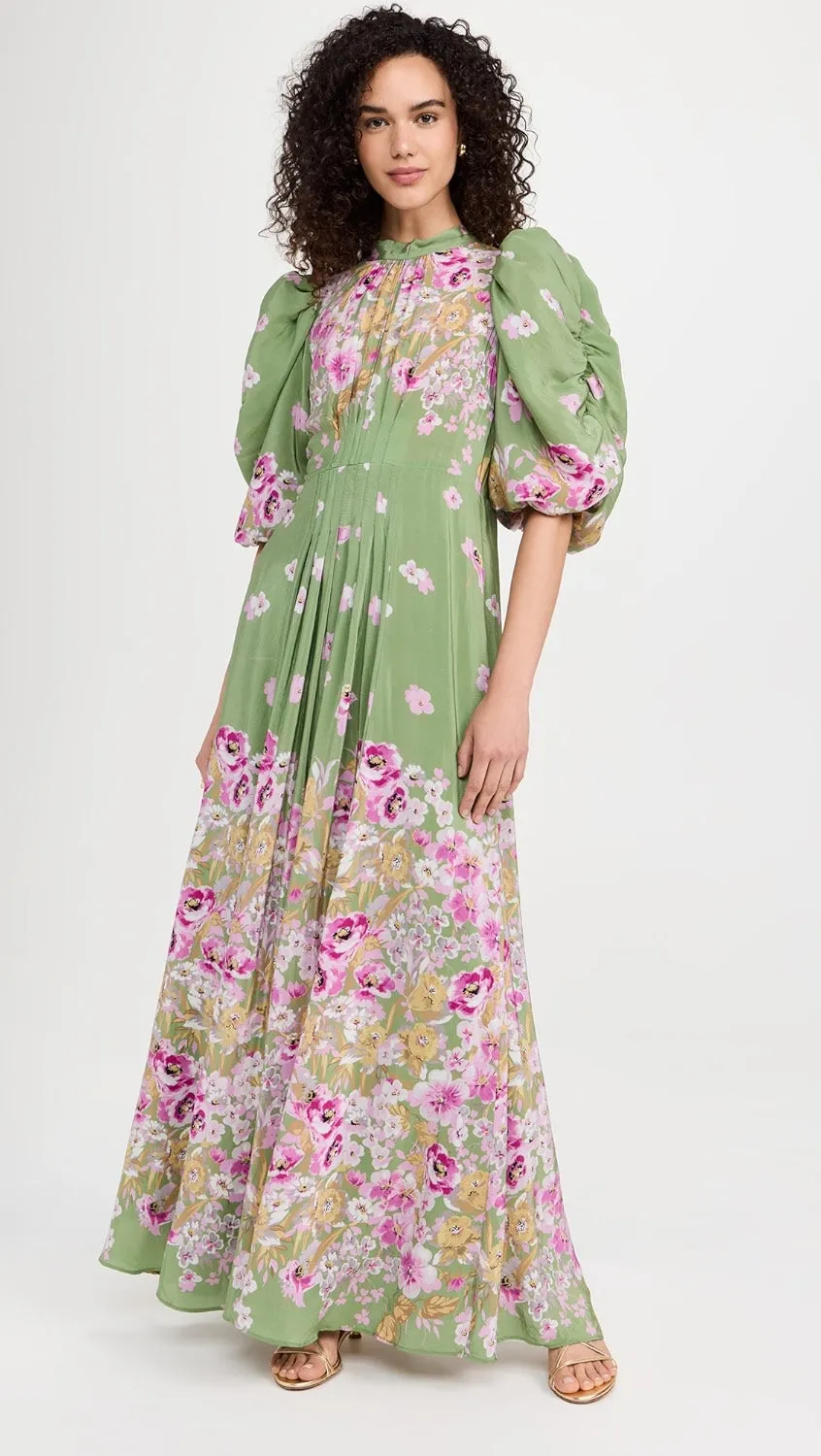 Bytimo Crepe tieback gown in Green Fields