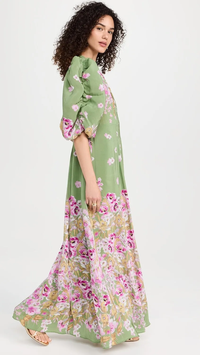 Bytimo Crepe tieback gown in Green Fields