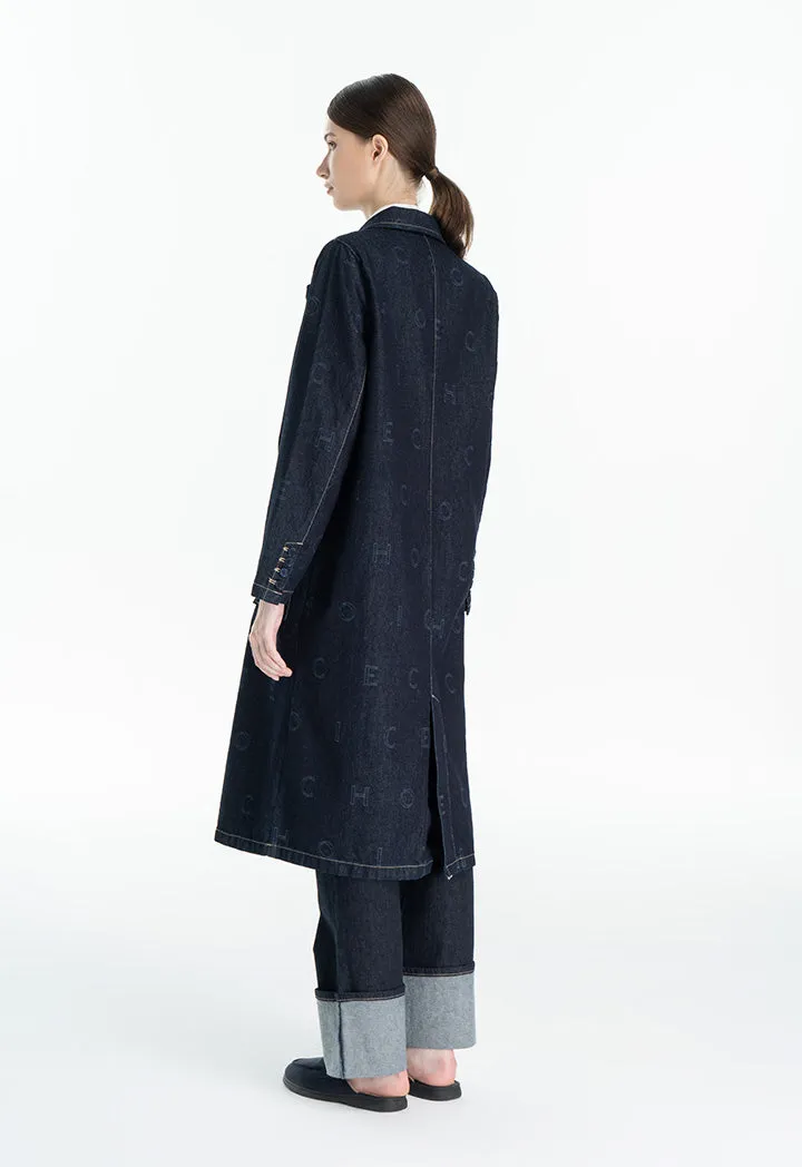 Choice "Choice" Text Print Denim Coat Blue