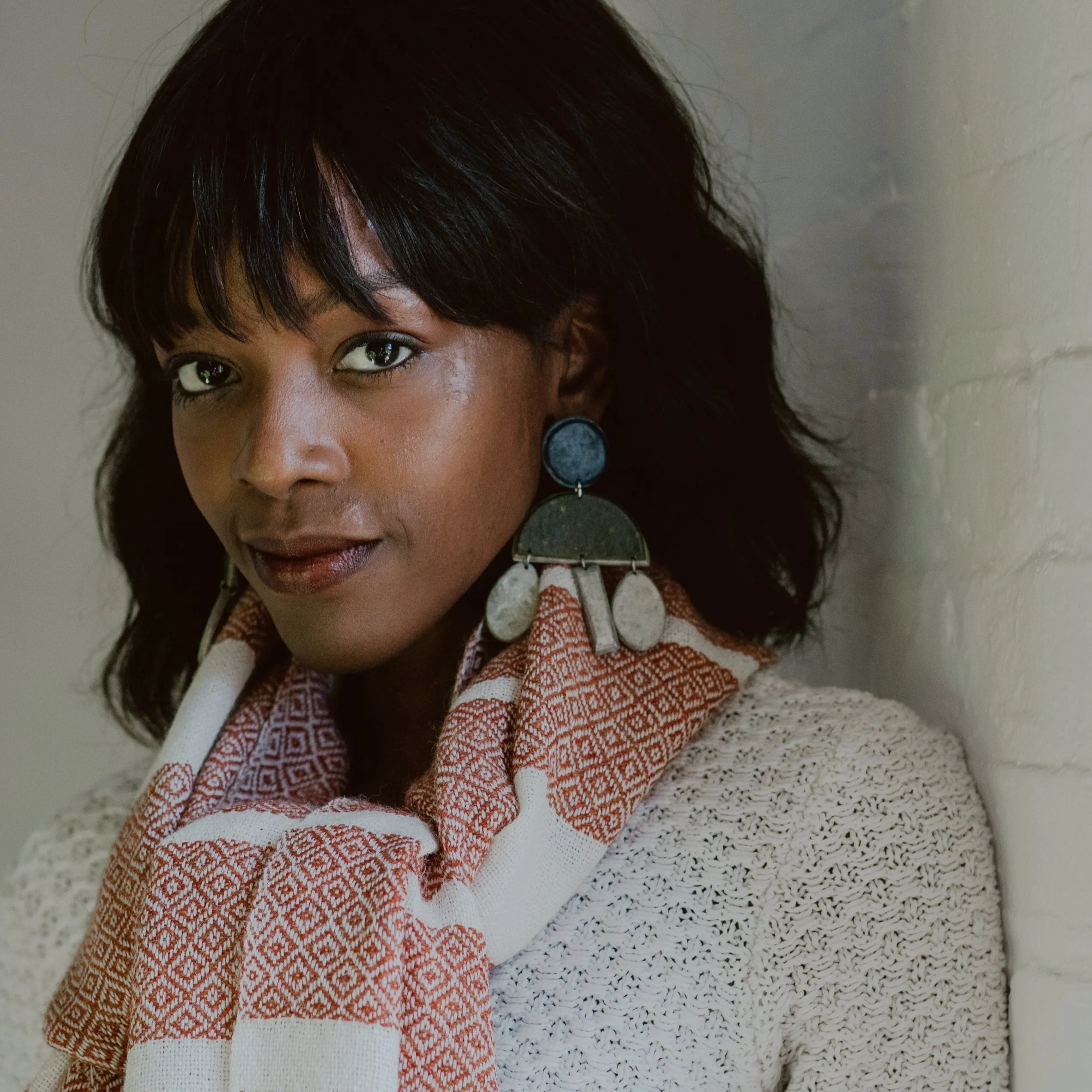 Chunky Diamond Scarf in Rust