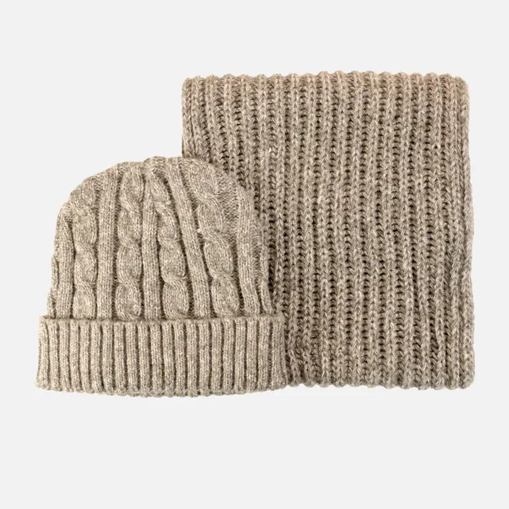 Chunky Knit Scarf & Beanie Hat Biscuit