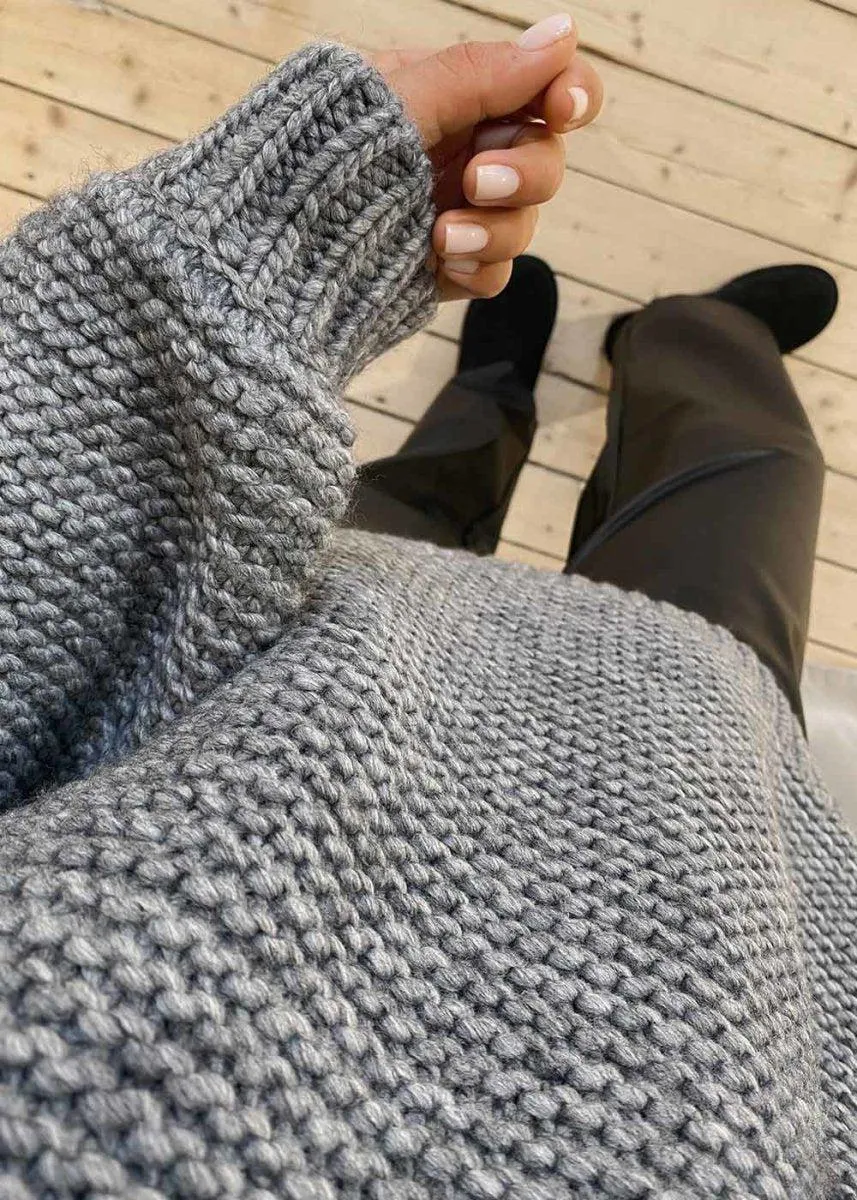 Chunky Knit Turtleneck - Grey Melange