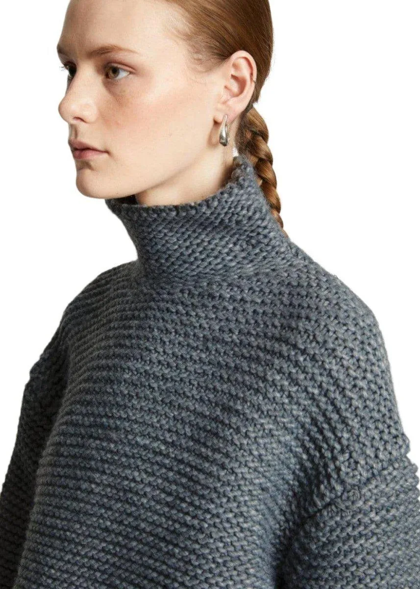 Chunky Knit Turtleneck - Grey Melange