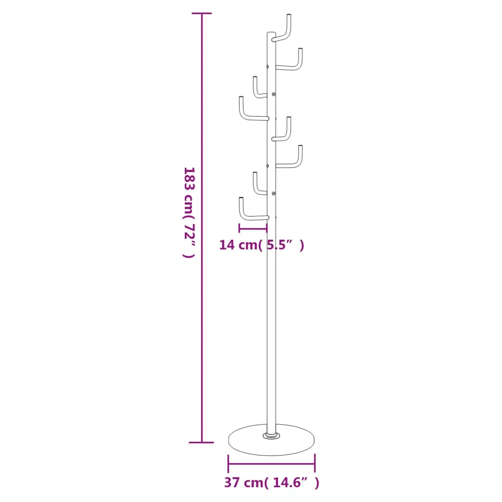 Coat Stand Black 183 cm Powder-coated Iron