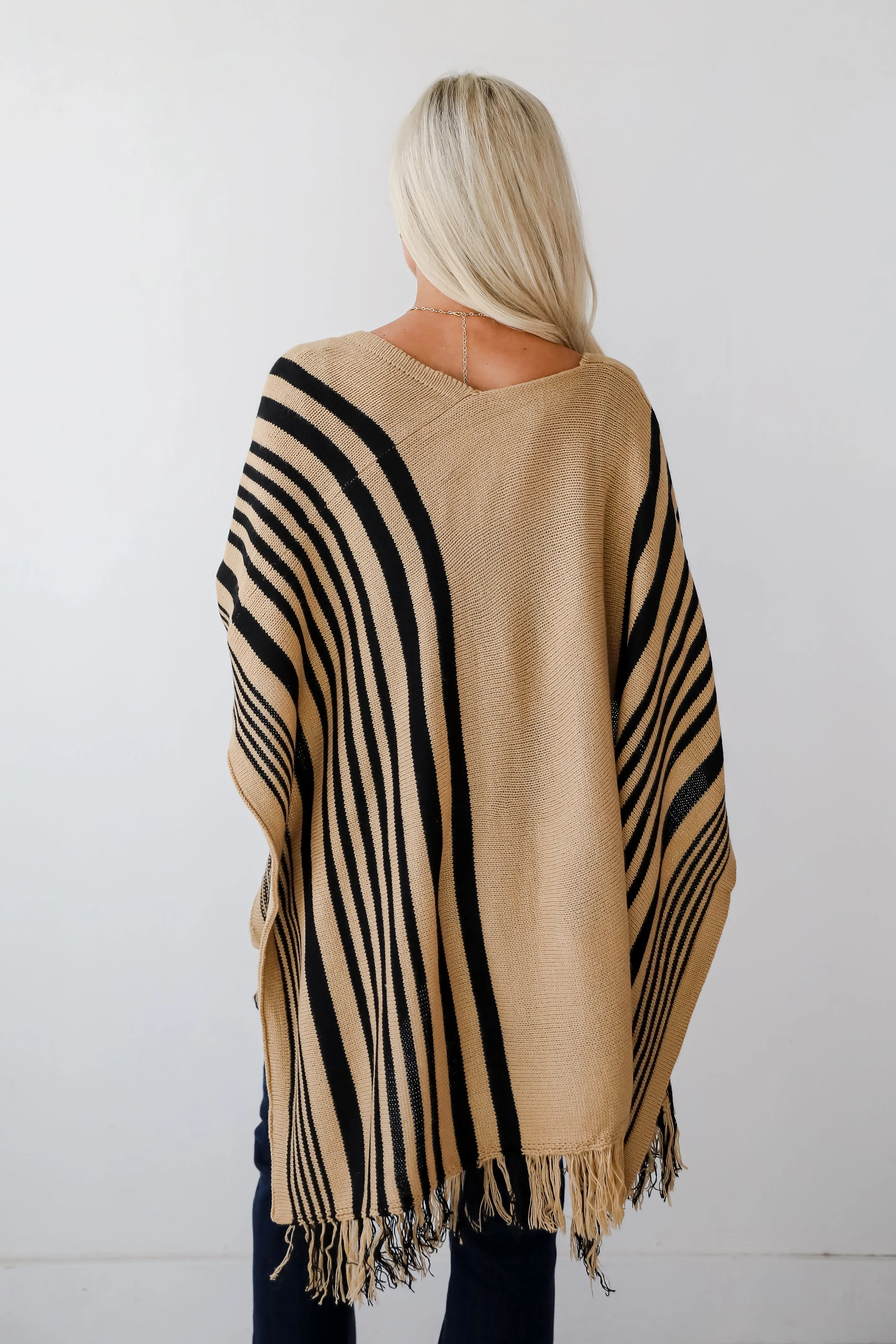 Comfy Concept Beige Striped Fringe Kimono - DOORBUSTER