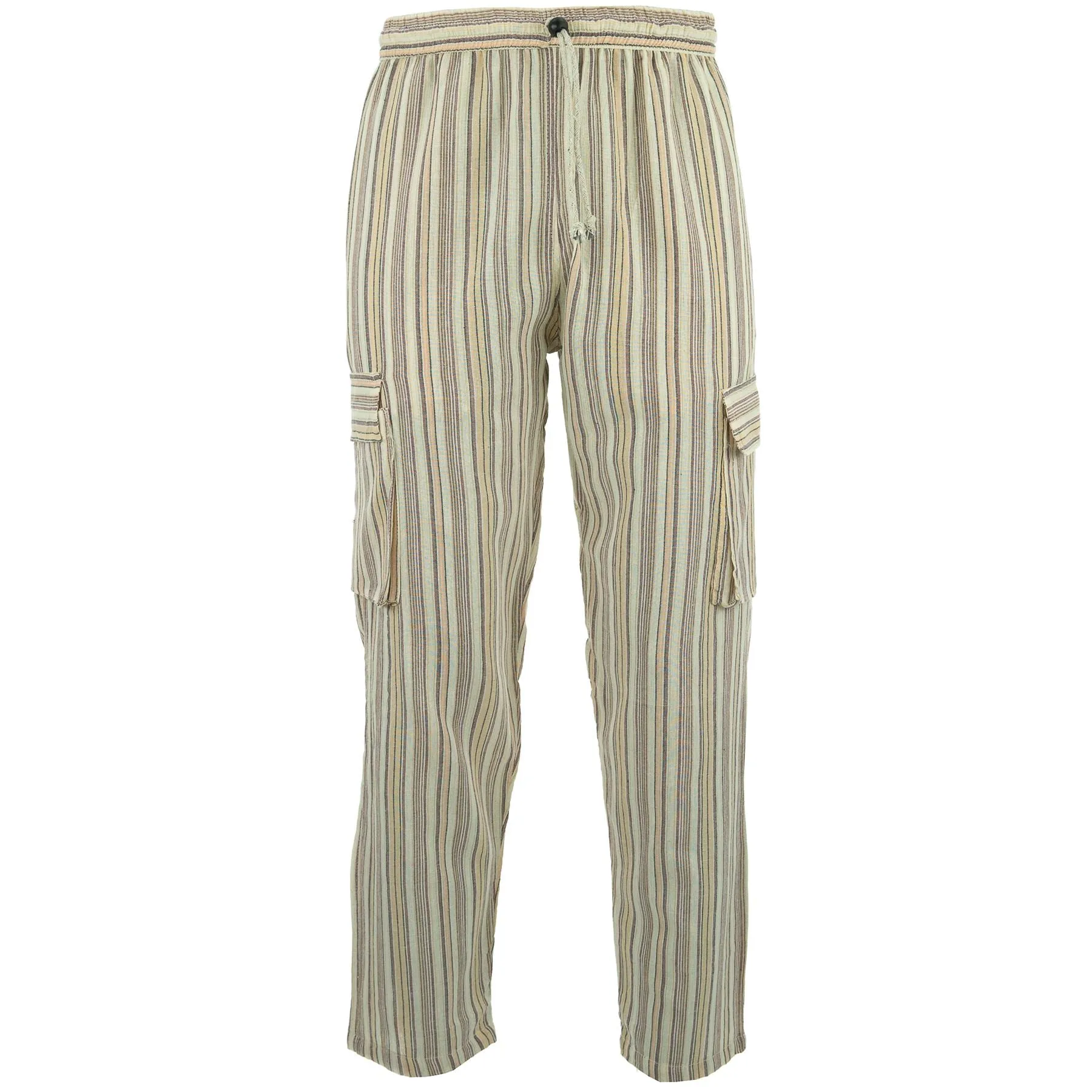 Cotton Combat Trousers Pant - Cream Stripe