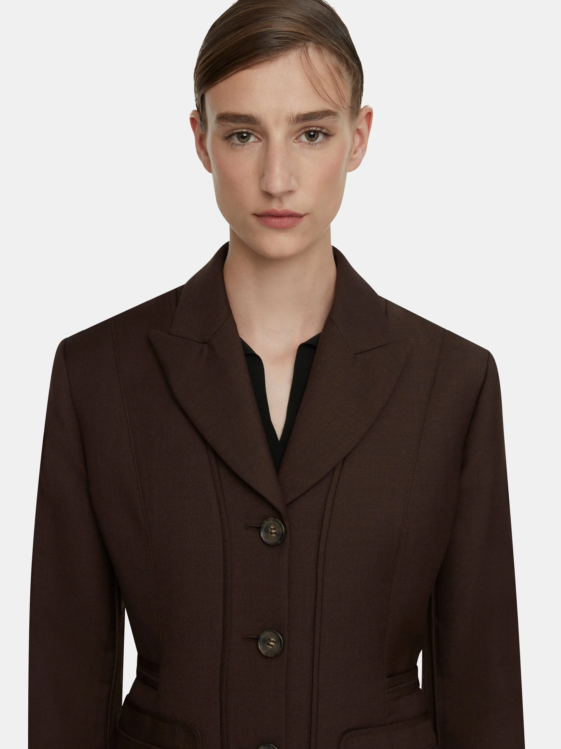 Courtney tailored jacket in brown merino wool