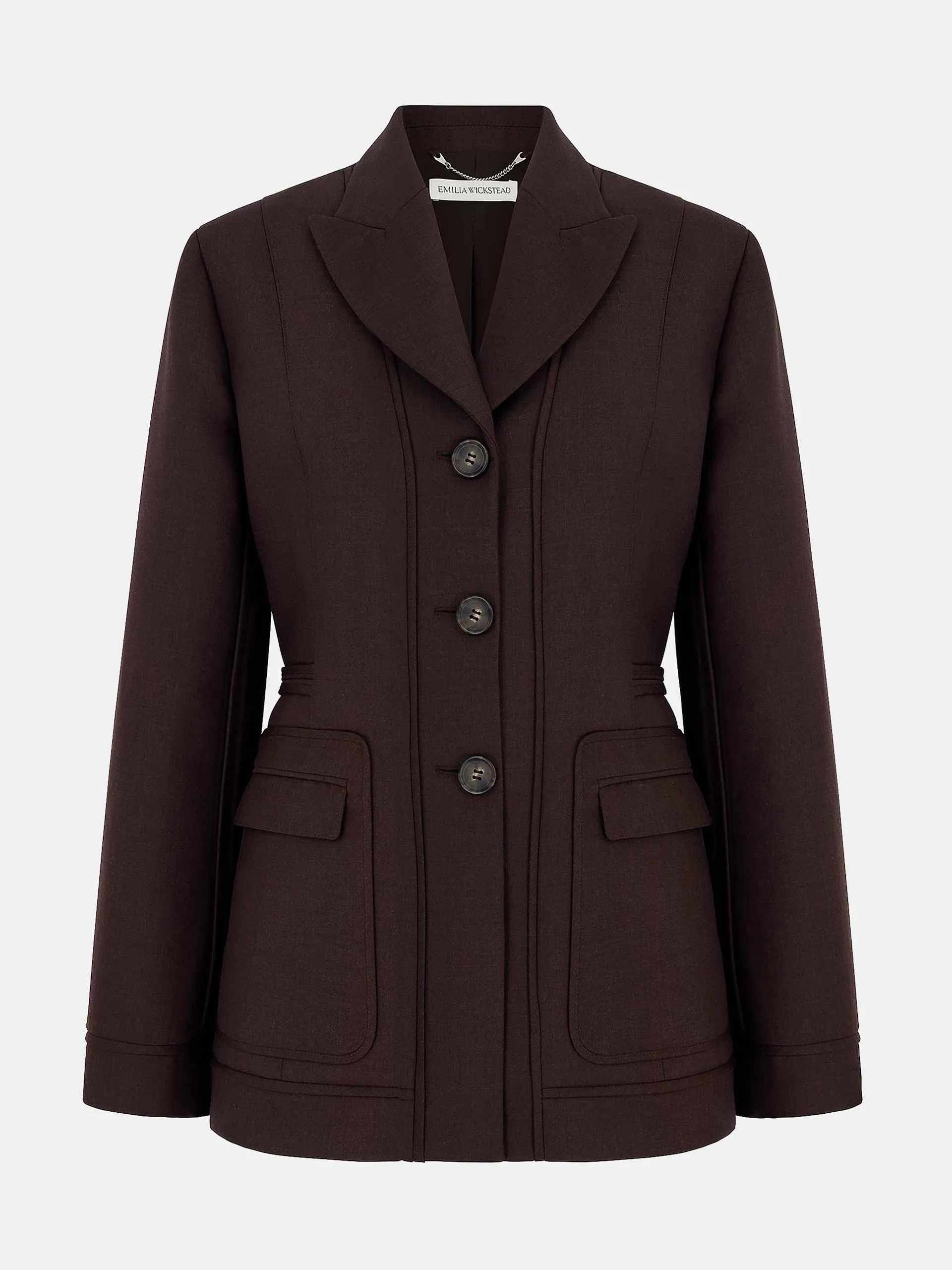 Courtney tailored jacket in brown merino wool