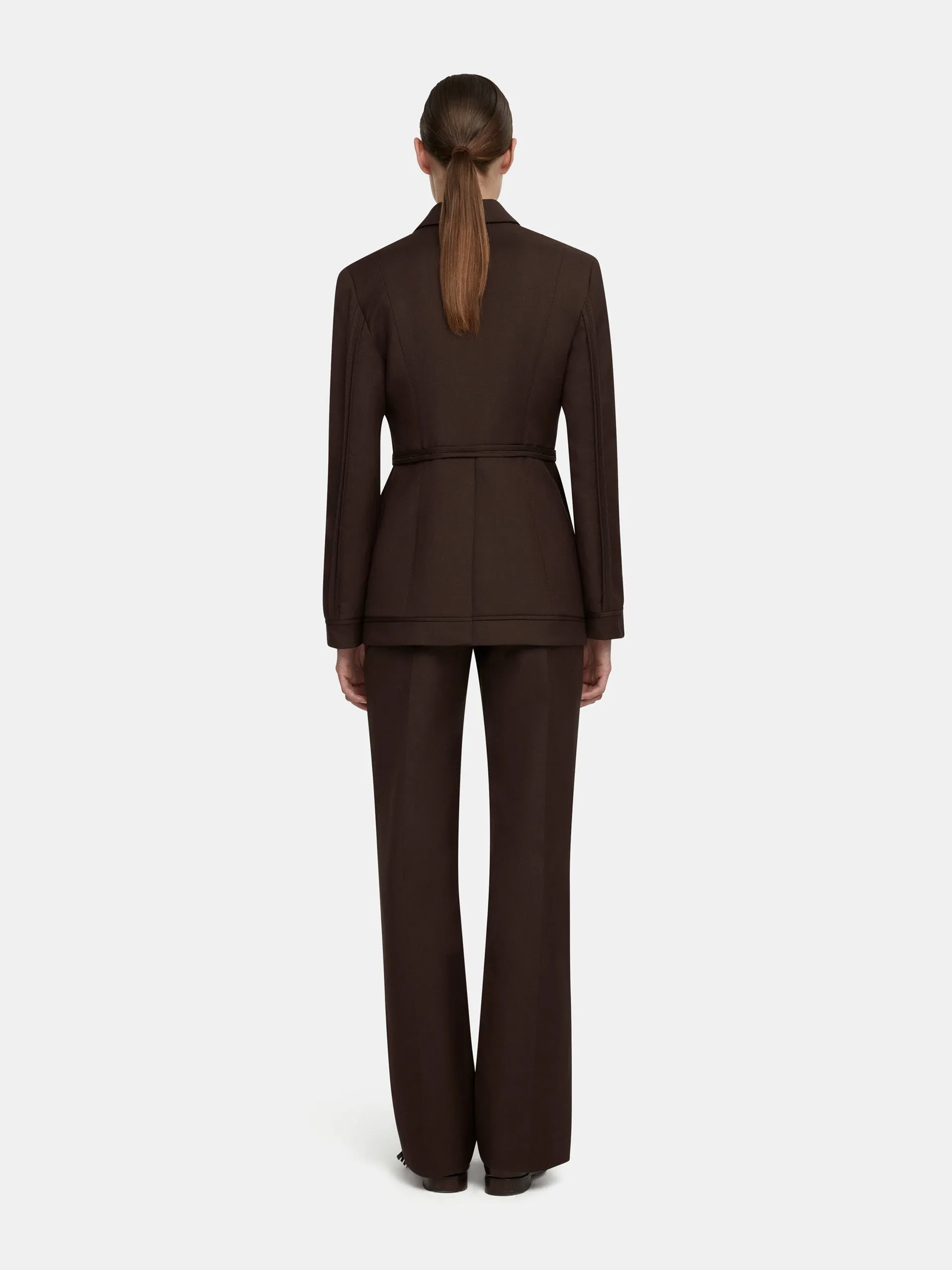 Courtney tailored jacket in brown merino wool