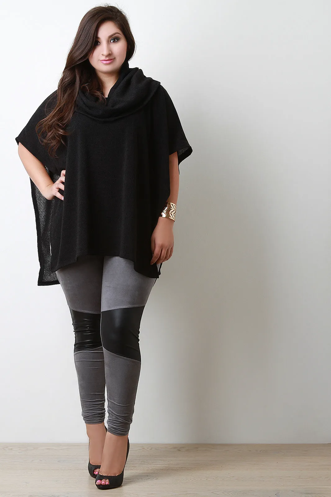 Cowl Neck Open Sides Poncho Top