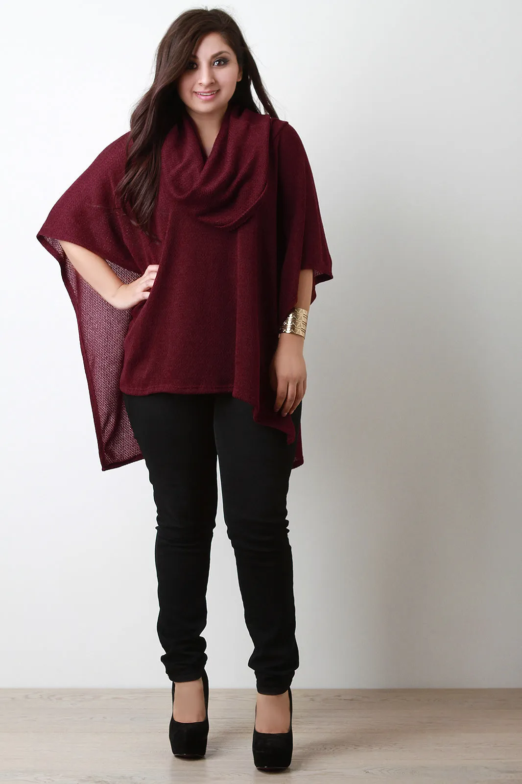 Cowl Neck Open Sides Poncho Top