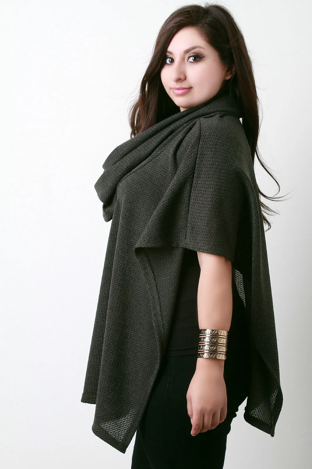 Cowl Neck Open Sides Poncho Top