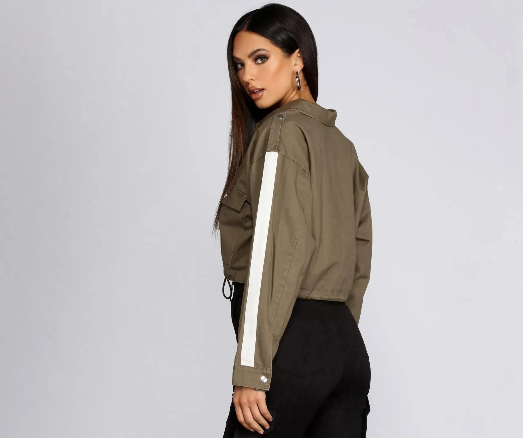 Cropped Cargo Utility Jacket