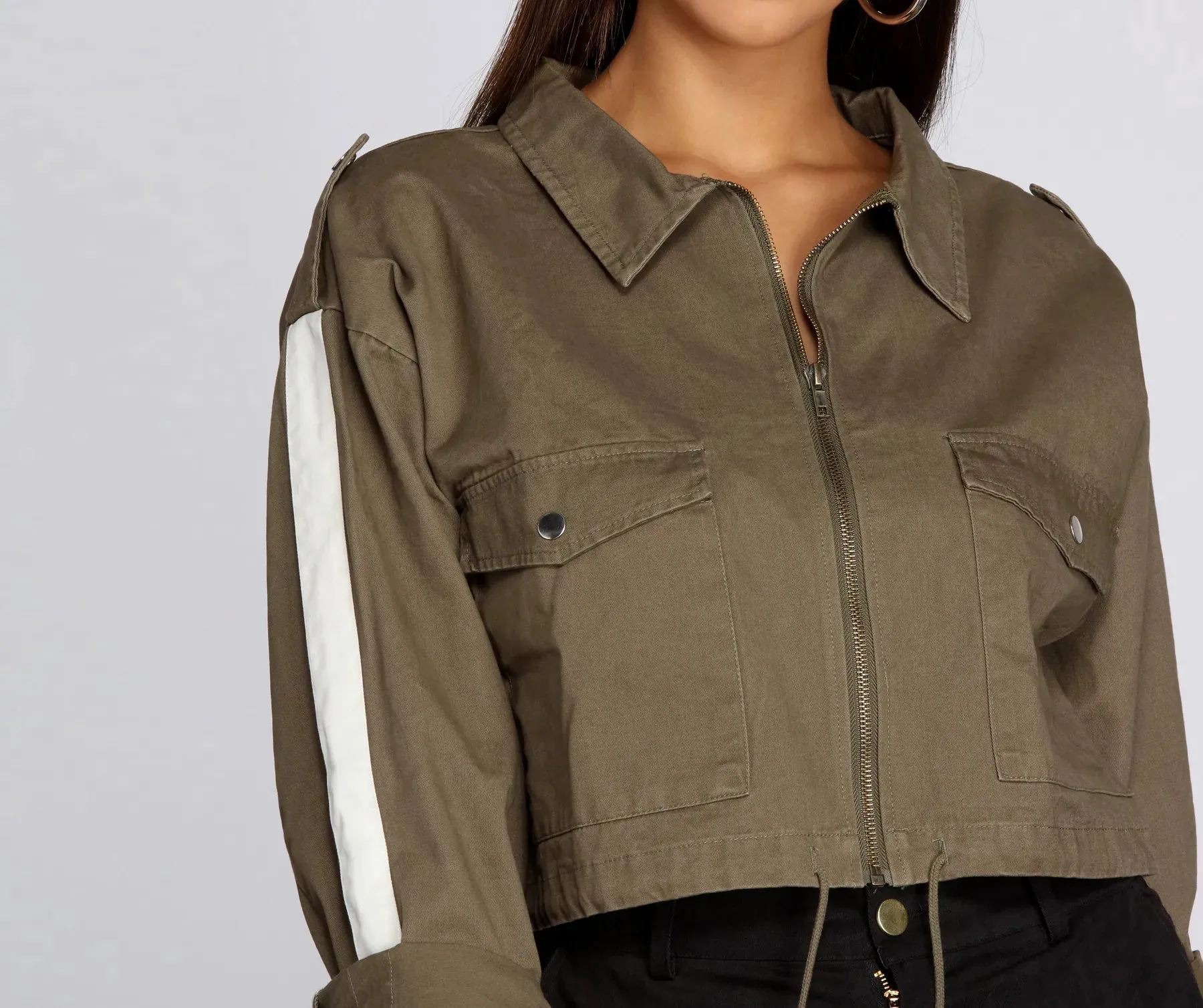 Cropped Cargo Utility Jacket