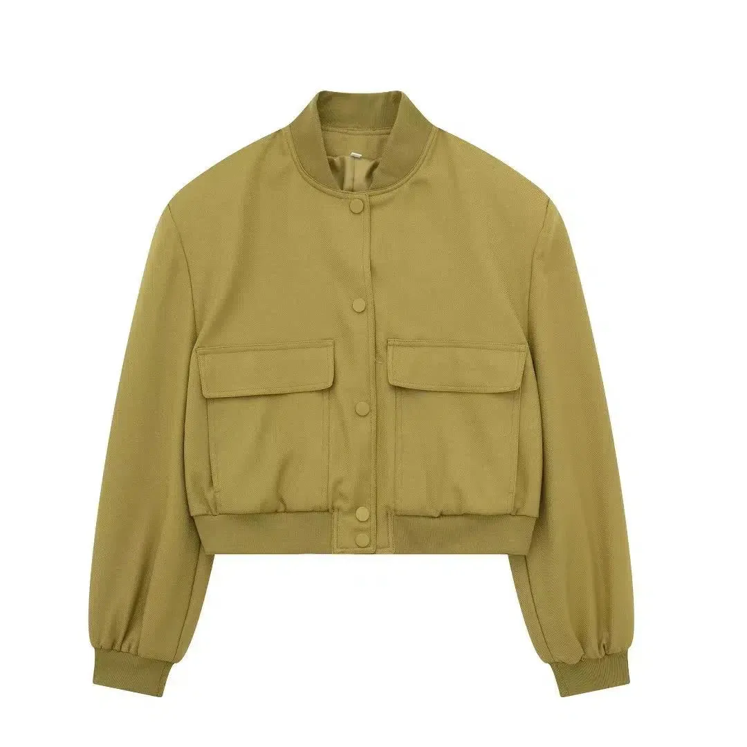 Cropped Utility Pockets Jacket