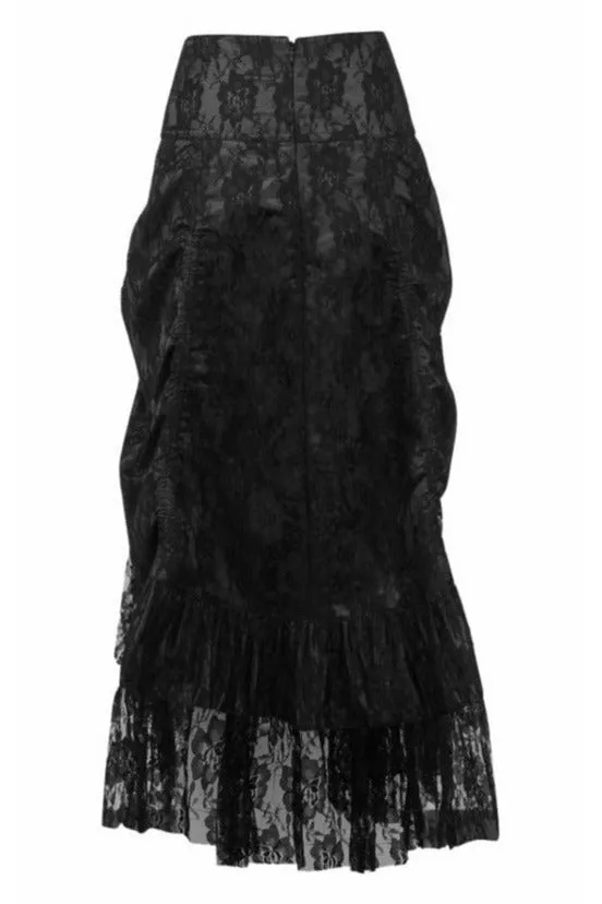 Daisy Corsets Black w/Black Lace Overlay Ruched Bustle Skirt