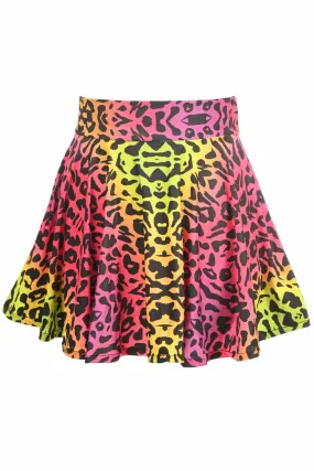 Daisy Corsets Rainbow Leopard Print Stretch Lycra Skirt