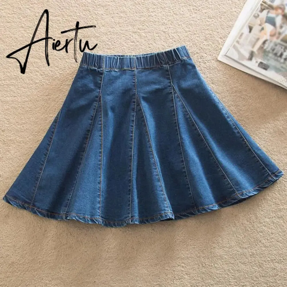 Denim Skirt With Ruffles 6XL 7XL Plus Size Jeans Skater Woman High Waist Bottom Female Casual Pleated Micro Mini Short Jurken