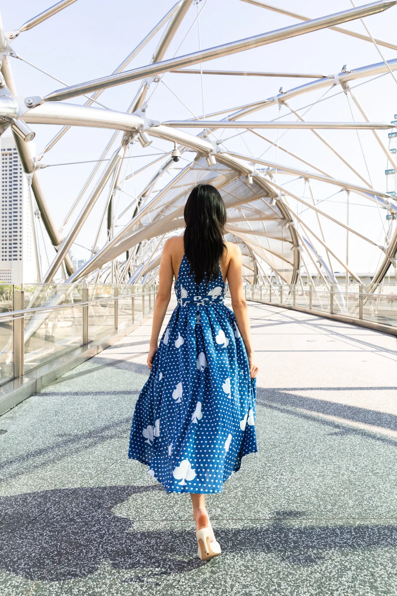 DESTINY - Halterneck Midi/Maxi dress - blue prints