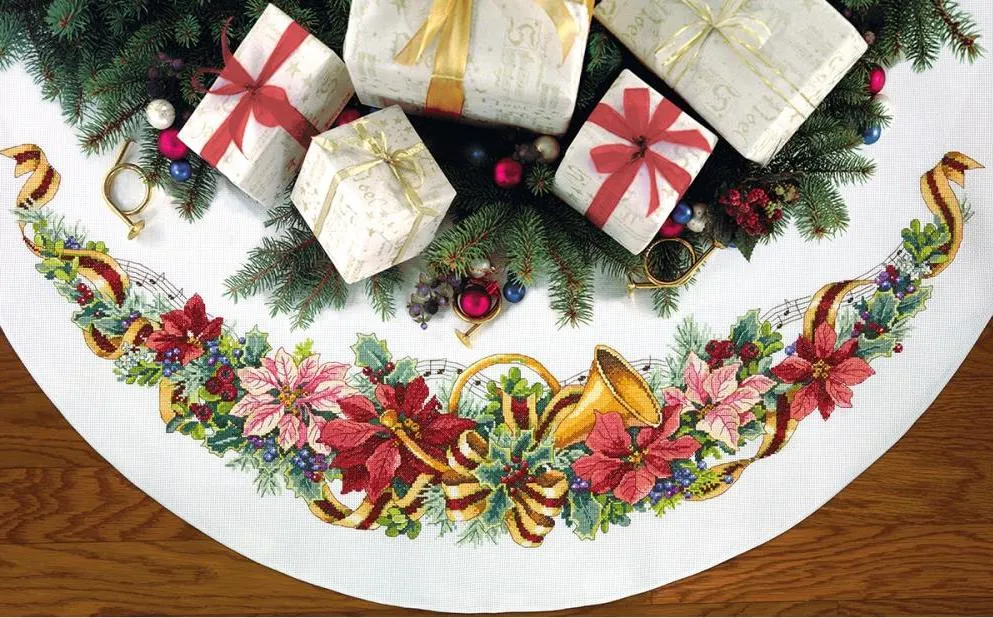 DIY Dimensions Holiday Harmony Christmas Count Cross Stitch Tree Skirt Kit 08939