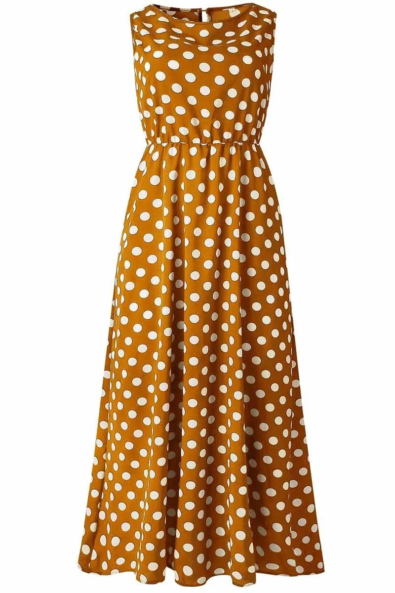 Dunnmall Polka Dot Round Neck Dress (5 Colors)